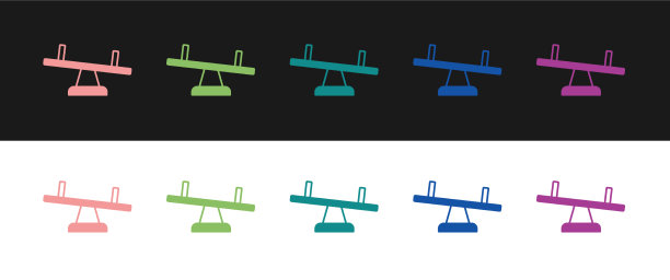 设置跷跷板图标孤立的黑色和白色图片下载