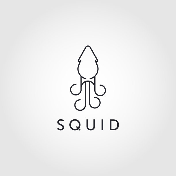 线条艺术鱿鱼标志鱿鱼标志孤立鱿鱼图片下载