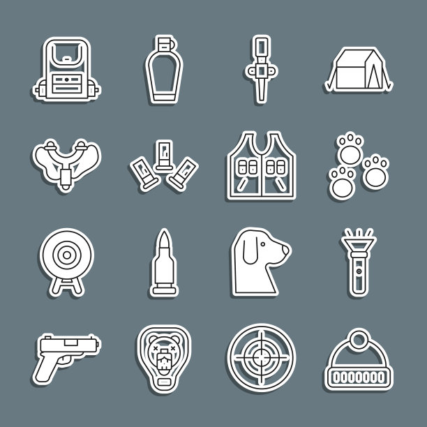 设置线冬季帽子手电筒爪印手电筒图片下载