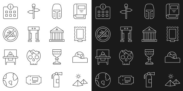 线条埃及金字塔人头骨图图片下载