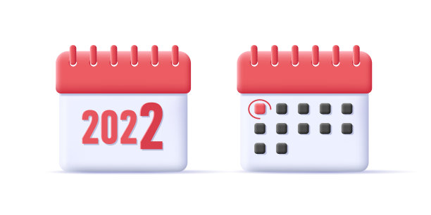 红色3d日历图标为新年或月图片下载