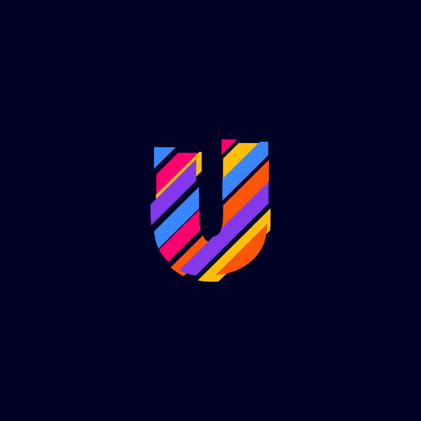 多彩抽象u字母标志体设计图片下载