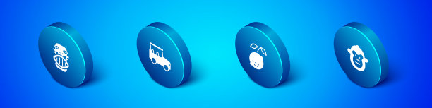 设置等距墨西哥玛雅或阿兹特克面具柠檬图片下载