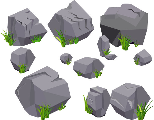 岩、石、草集各种形状为图片下载