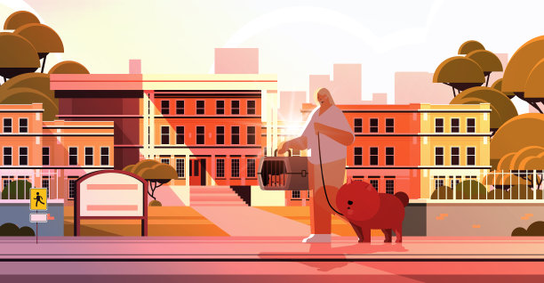 女人与狗和猫散步的女主人和图片下载