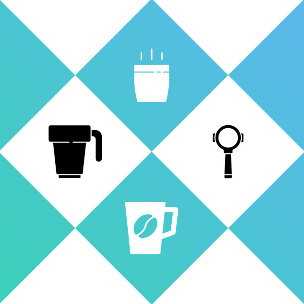 设置咖啡杯和滤纸架图标图片下载