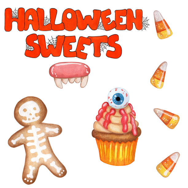 一套万圣节橙色文字糖果图片下载