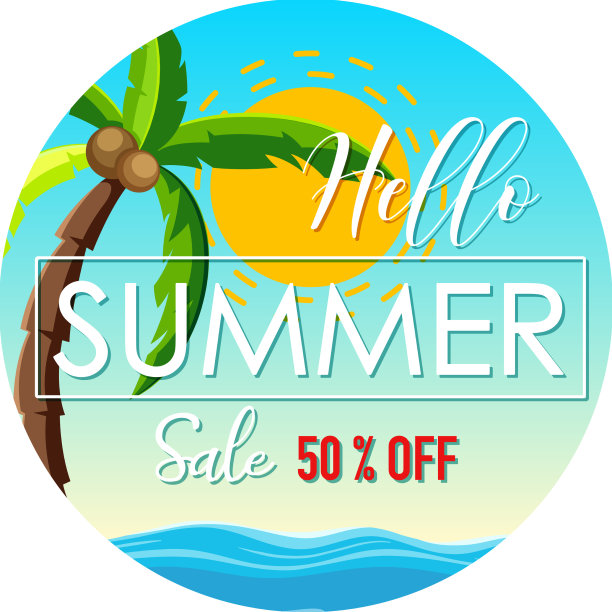 圆形横幅hello夏季销售字体图片下载