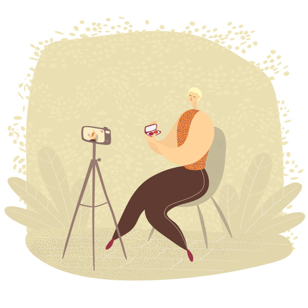 美妆博主在镜头前化妆图片下载