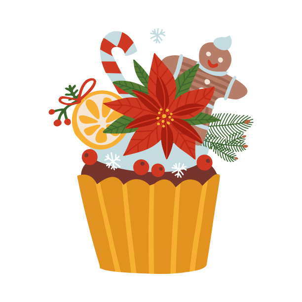 圣诞快乐，新年快乐食品元素图片下载