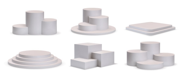 3d白色方形和圆形平台平台图片下载