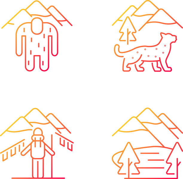 尼泊尔登山线性图标集图片下载