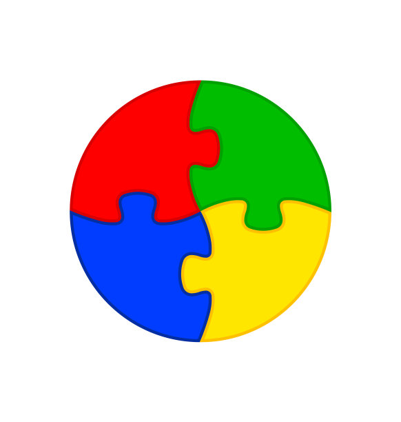 4个简单的圆形拼图连接在一起图片下载