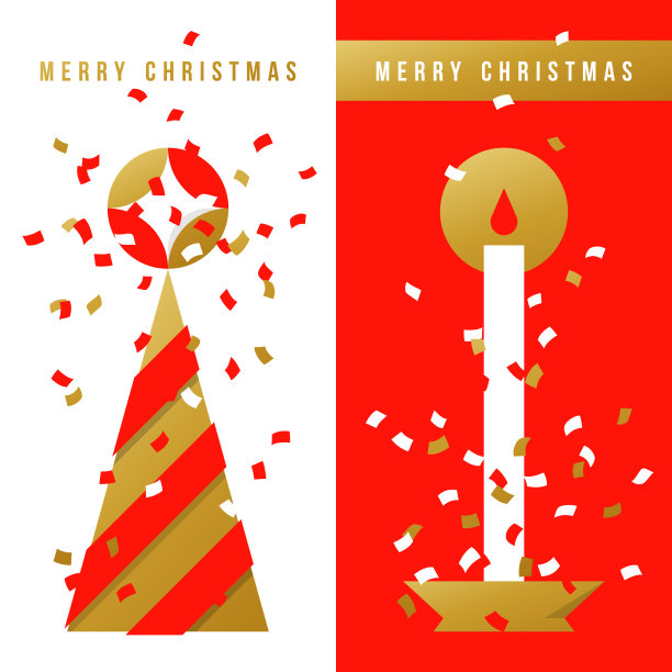 圣诞树节日蜡烛五彩纸屑图片下载