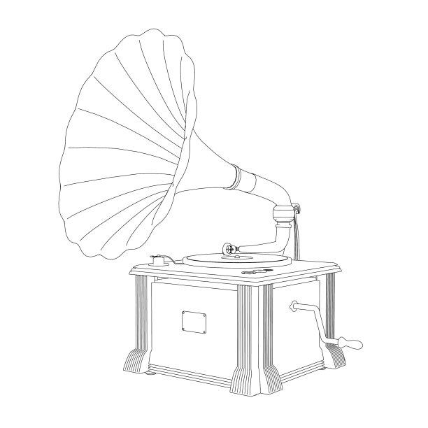 黑胶唱机的轮廓线图片下载