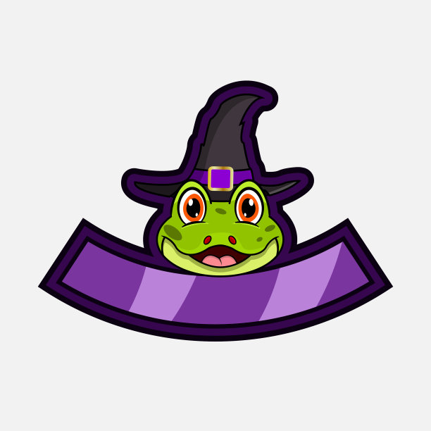 可爱的青蛙头字符标志图标徽章图片下载