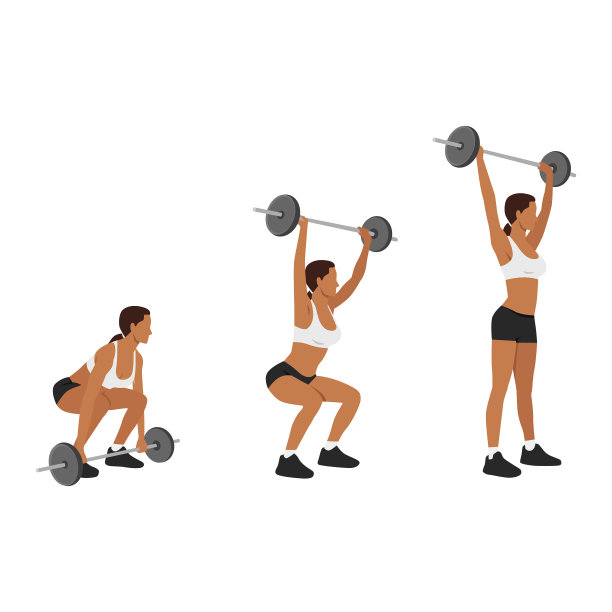女子做杠铃抓举平操图片下载