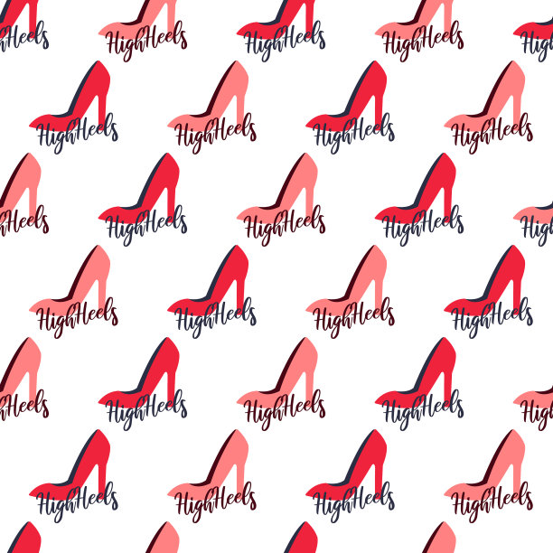 性感的红色高跟鞋图形艺术无缝图案图片下载