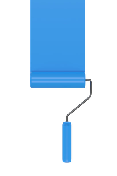 蓝色油漆辊的颜色痕迹孤立在白色背景图片下载