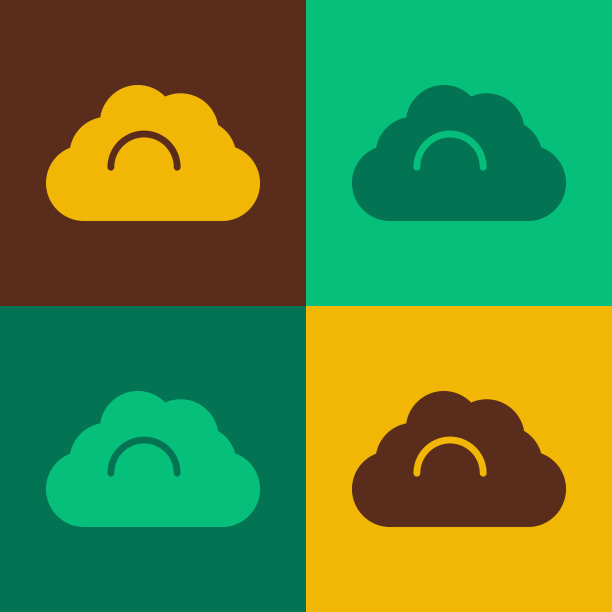 波普艺术多云天气图标孤立的颜色图片下载