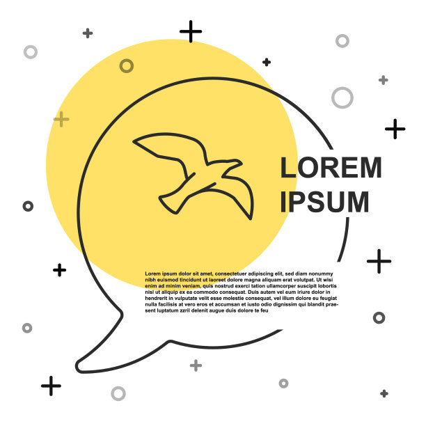 黑色线鸟海鸥图标孤立在白色图片下载