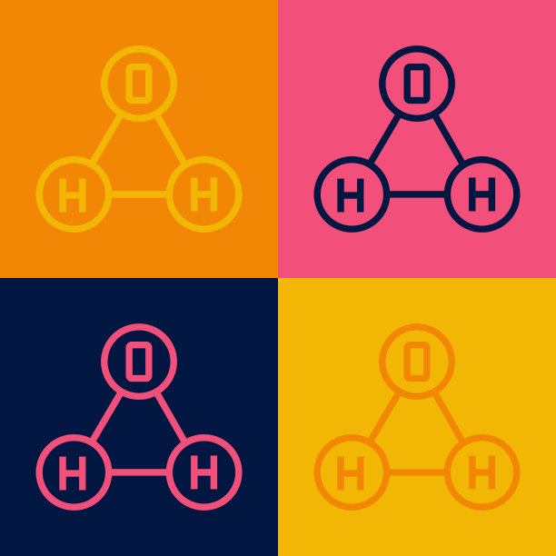 波普艺术线条化学配方水滴h2o图片下载