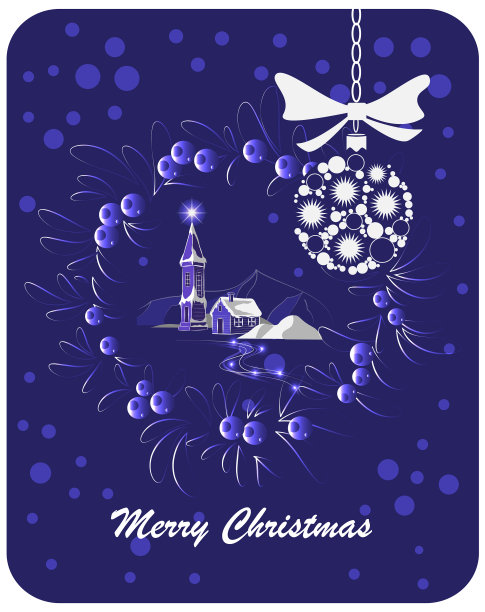 圣诞之星照耀着白雪覆盖的村庄图片下载