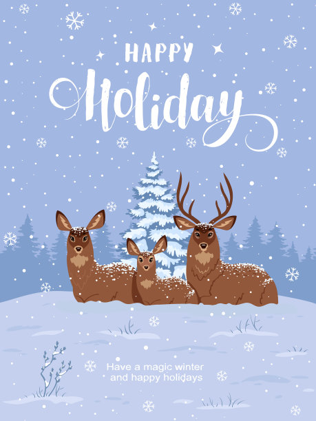 鹿冬天晚上图片下载