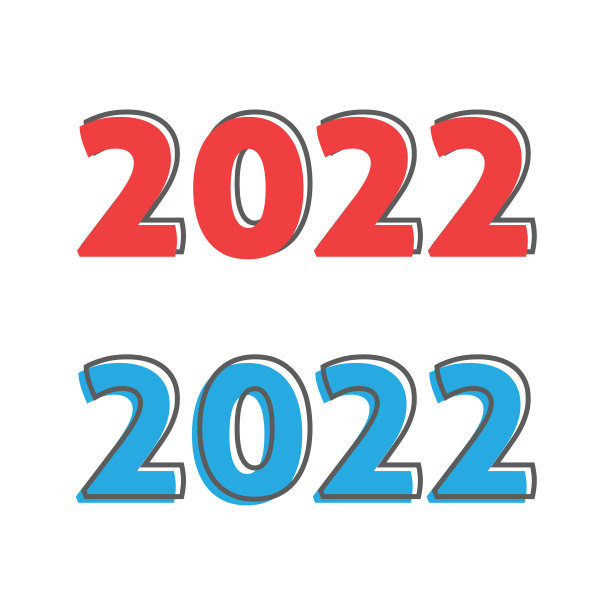 新的2022年号有趣文字红蓝线图片下载