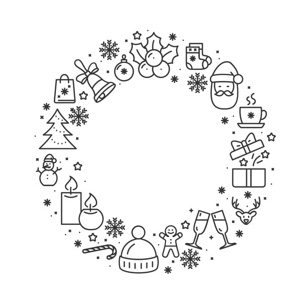 圣诞节概念框架横幅与轮廓线图片下载