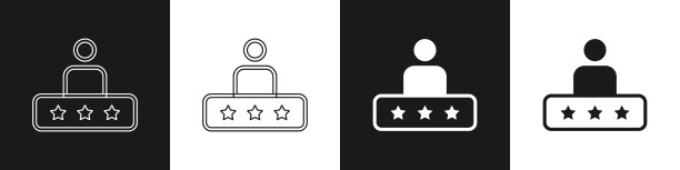 设置出租车服务等级图标孤立在黑色和图片下载