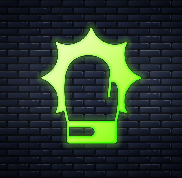 发光的霓虹灯打孔拳击手套图标孤立图片下载