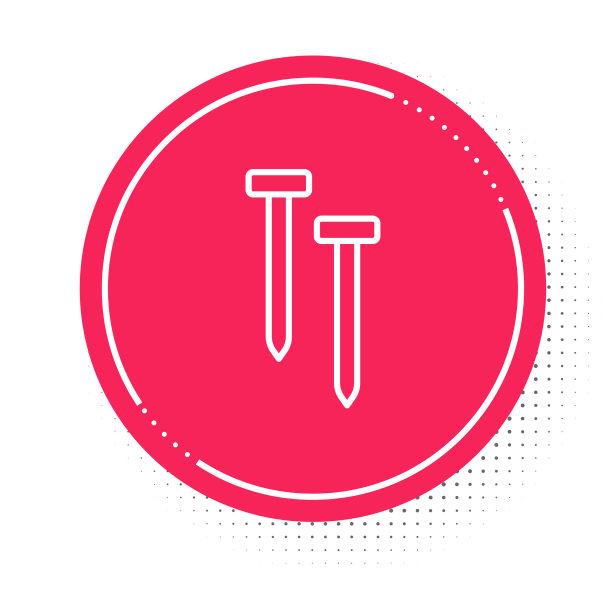 白色线金属钉子图标孤立在白色上图片下载