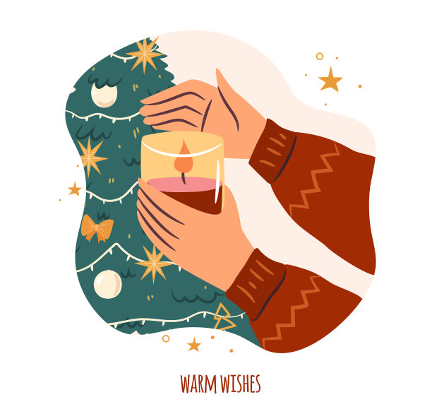 Hygge圣诞树上的圣诞蜡烛图片下载