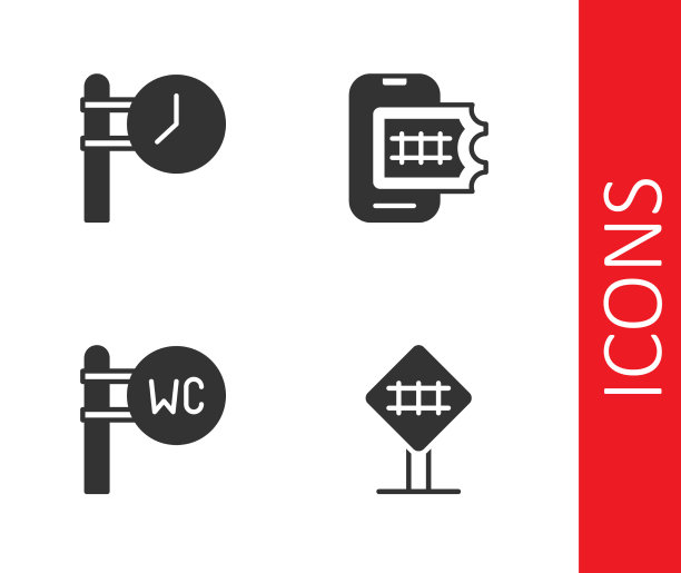 设置铁路道口火车站钟厕所图片下载