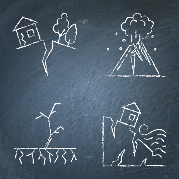 黑板生态和气候变化图标设置图片下载