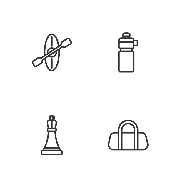 设置线运动包国际象棋皮艇和桨和图片下载