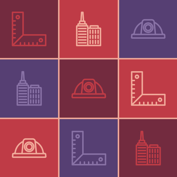 设置线角尺和工人安全帽图片下载