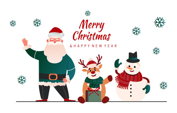 圣诞快乐，新年快乐明信片随图片下载