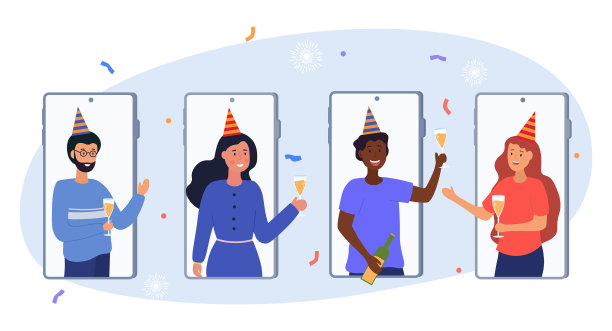 年轻的男女角色都在庆祝图片下载