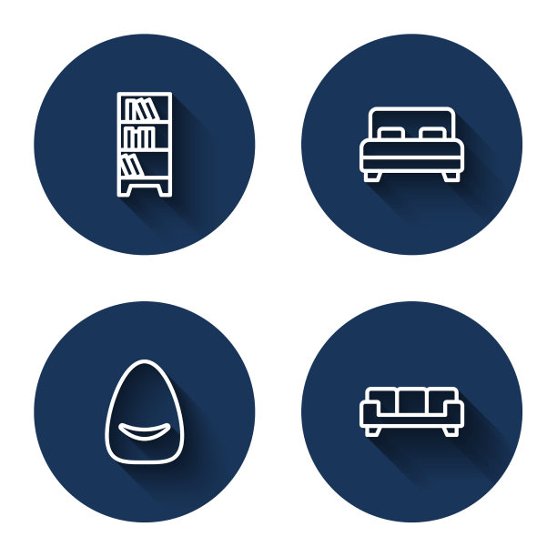 集线图书馆书架、大床、坐垫和沙发图片下载