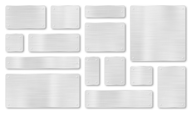 一套金属牌匾、横幅和标签金属板图片下载