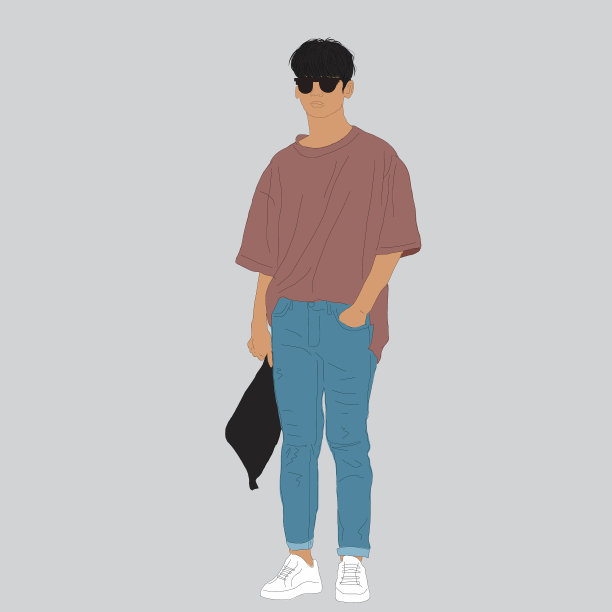 一个穿着深粉色t恤和牛仔裤的人图片下载