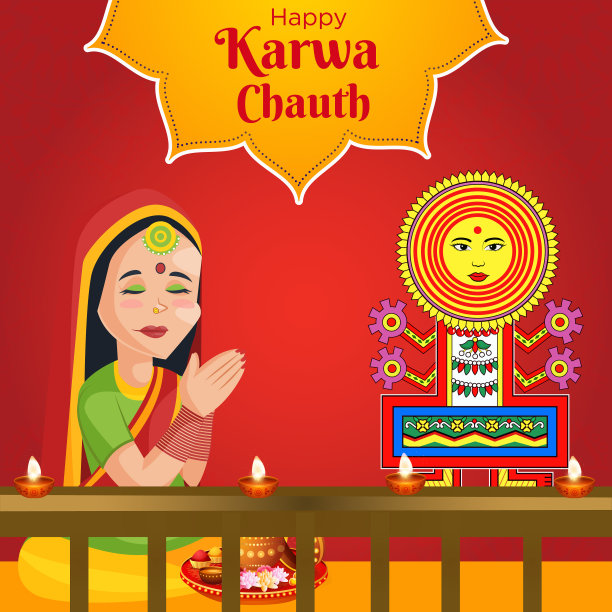 横幅设计的快乐karwa chauth图片下载