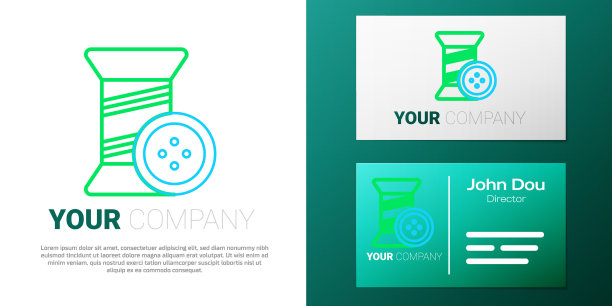 线轴上的缝纫线和按钮图标图片下载