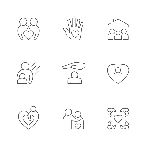 设置关怀和支持的线条图标图片下载