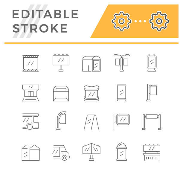 设置户外广告线条图标图片下载