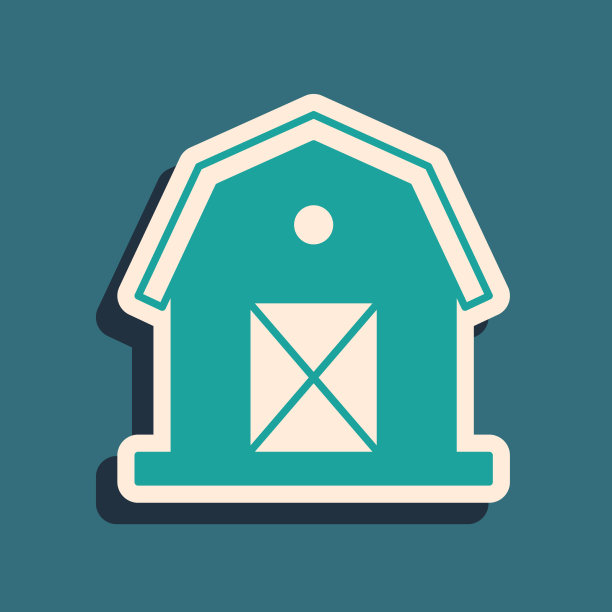 绿色农场房子图标孤立在绿色背景图片下载