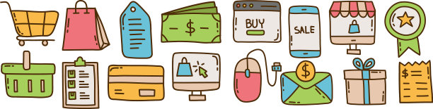 网上购物涂鸦手绘商店图片下载