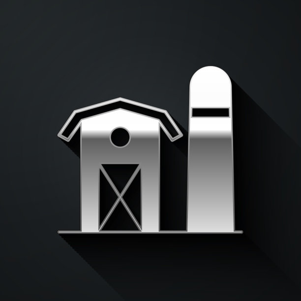 银色农舍图标孤立在黑色上图片下载